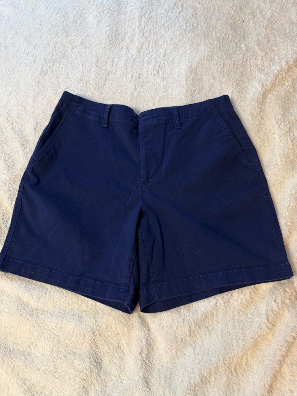 Lands' End Women's Classic Chino Shorts Radiant Navy Blue 7" Inseam Size 14